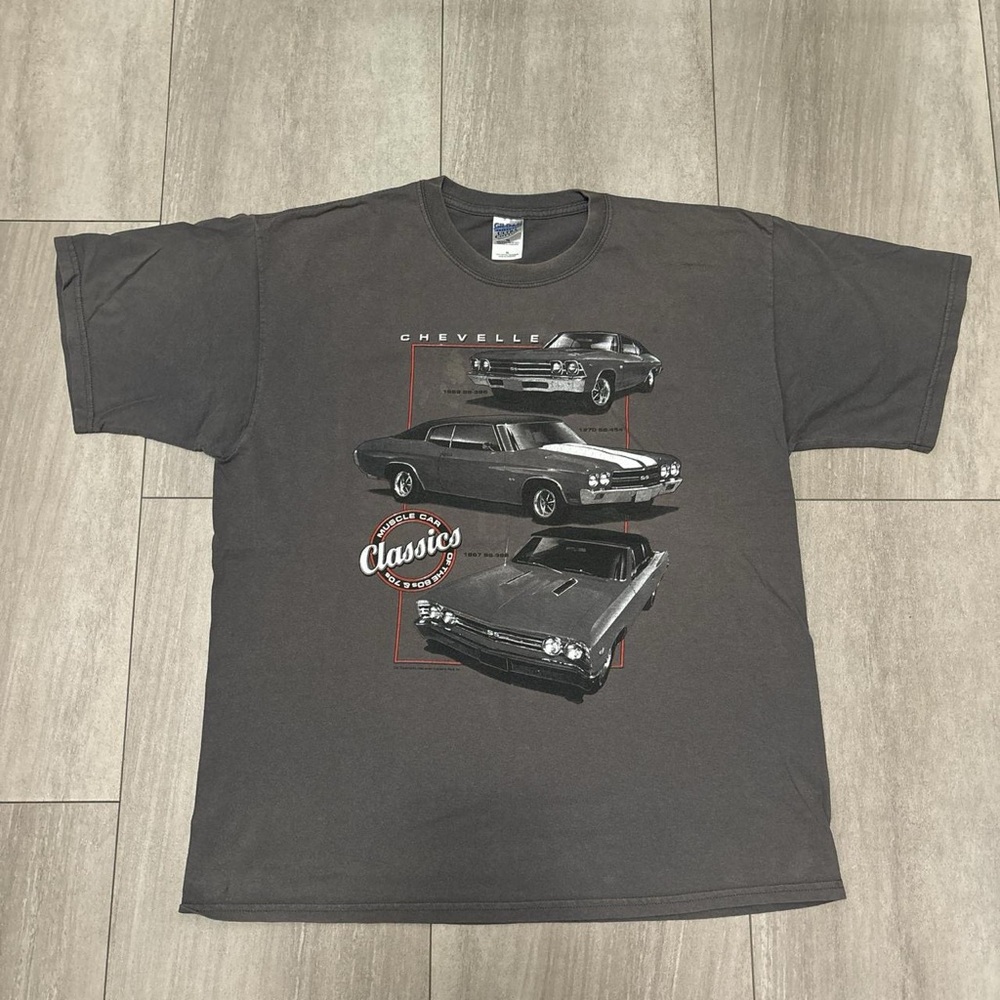 General Motors Chevelle Cars Graphic Crew Neck Short Sleeve Gray T-shirt Size XL